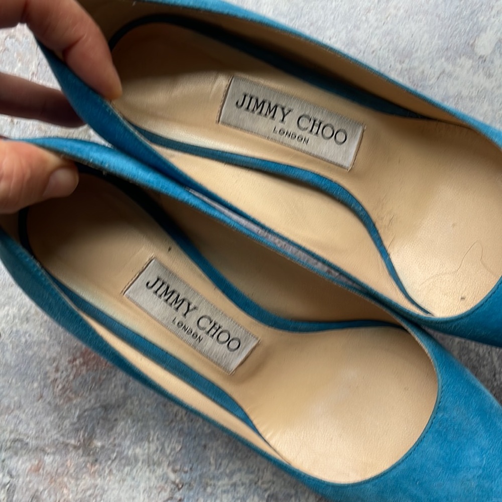 Jimmy Choo Blue Suede Romy Pump - Picture 6 of 12